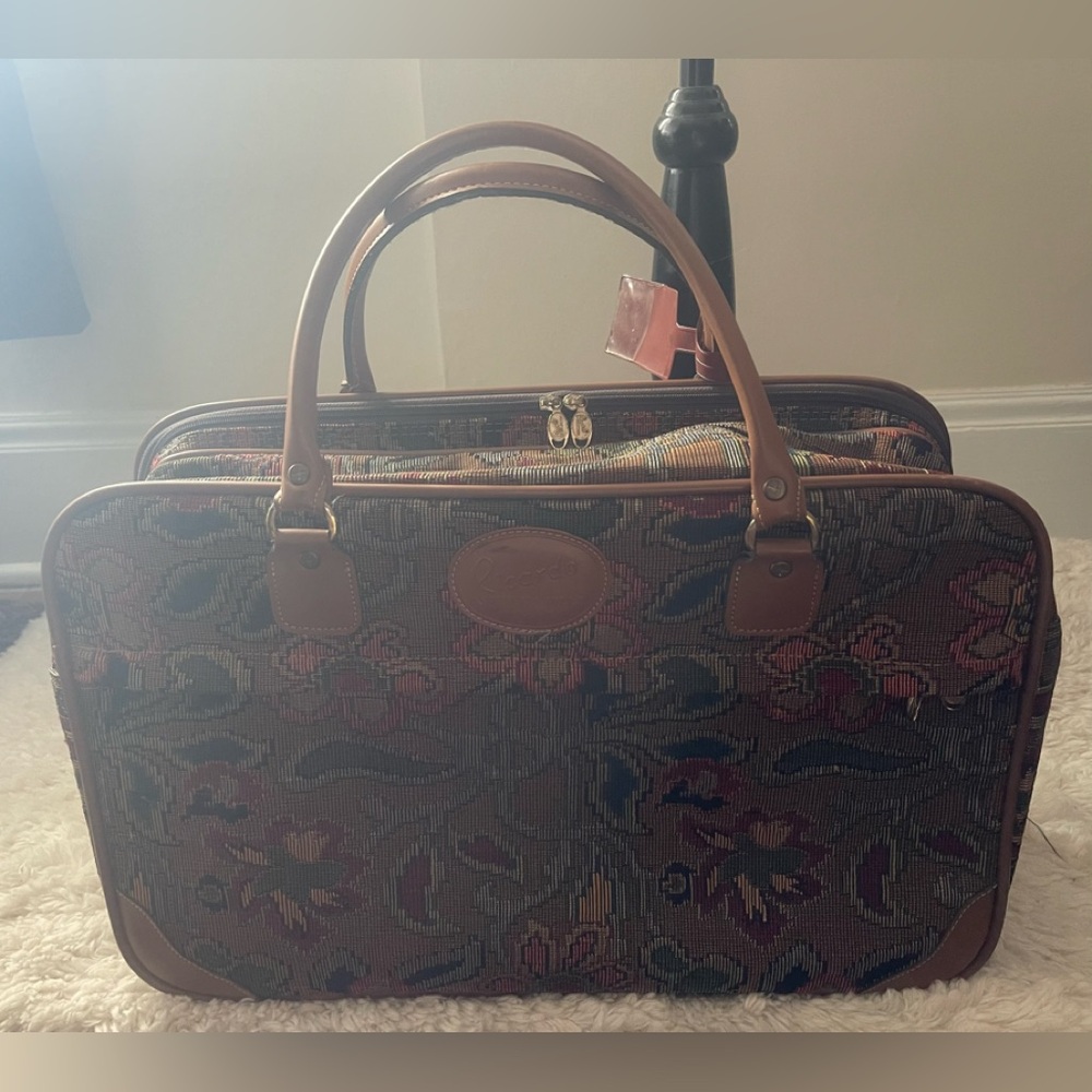 Vintage Ricardo Beverly Hills Floral Tapestry Suitcase 13x20”